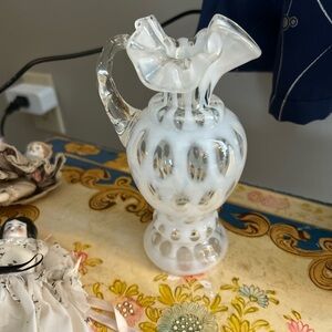 Vtg Fenton opalescent glass Ewer pitcher